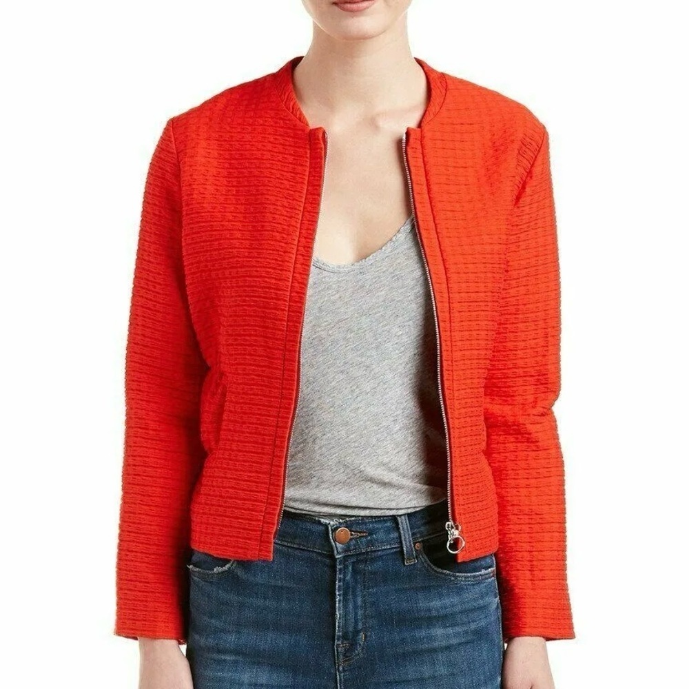 Maje Textured Jacket 38 Rouje Red Medium 6